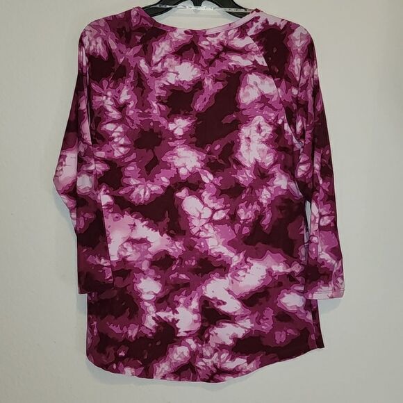 No Boundaries Womens Top Size XL (15-17) purple tie dyed with criss-cross chest - Picture 3 of 3